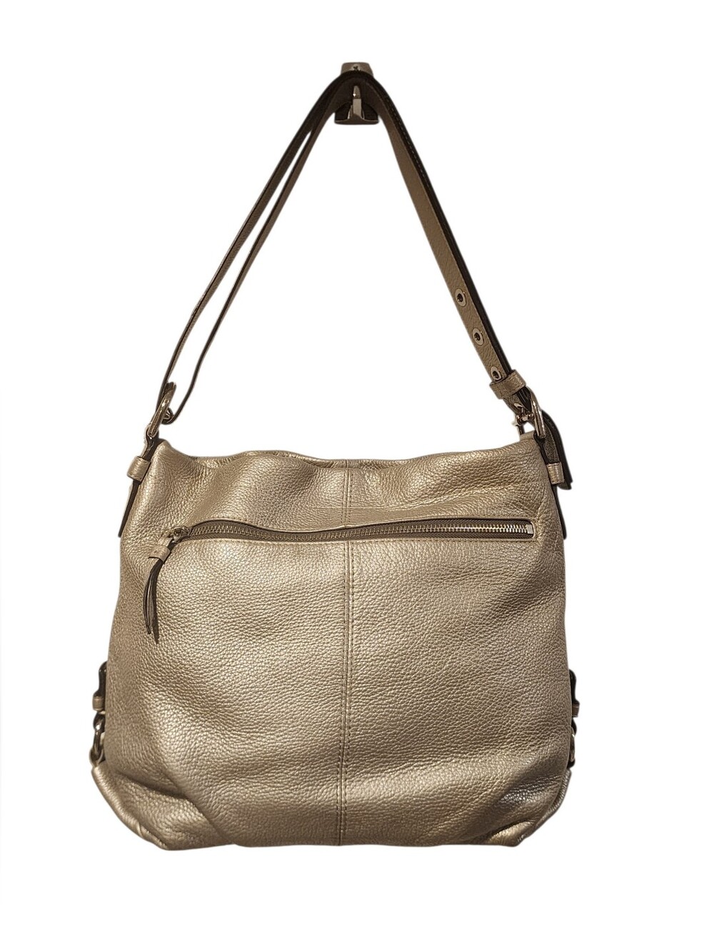Coach Soho Duffle Convertible Bag F15064 Metallic Silver Pebbled Leather Hobo